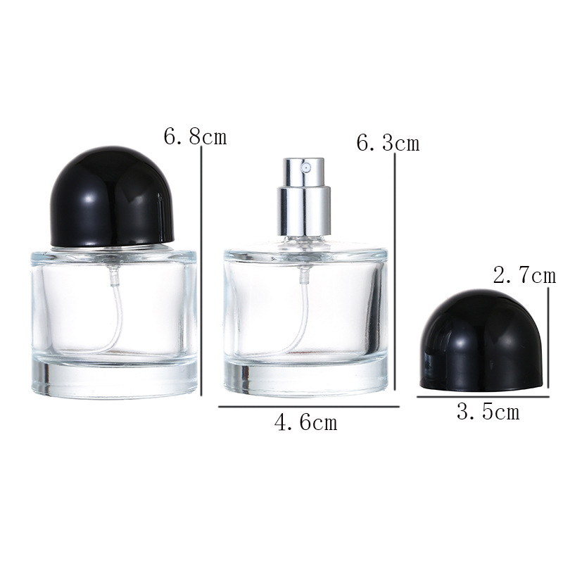 Bottiglia di profumo vuota in vetro rotondo super deluxe 30 ml 50 ml Bottiglie spruzzatore pompa cosmetica in stock