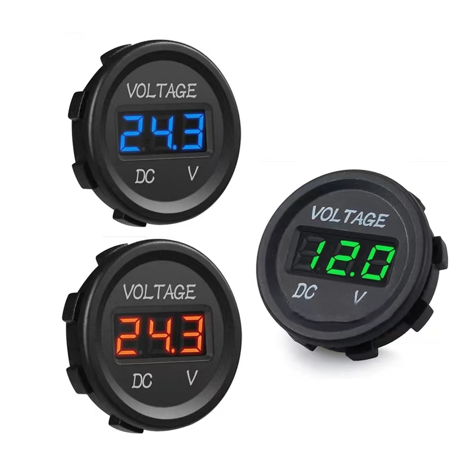 LED Digital Display Waterproof Car Voltmeter Digital rundspänning Batterivolt Testermätare för motorcykelbåt Marin lastbil ATV UTV