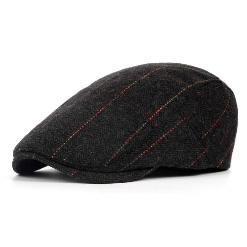 Beret Fall/Winter 2023 Poliester Vintage Plaid Keep Warm News Flat Nail Hat Mężczyzna i żeńska malarz Beret 111 G230612