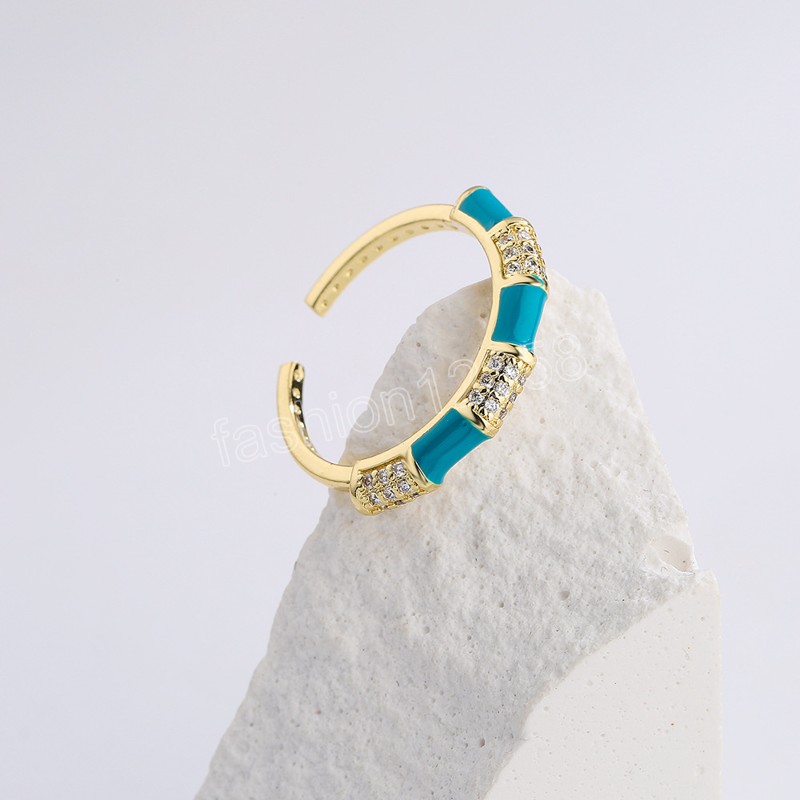 Y2K Chic Candy Colors Anelli a dito aperti con anello di geometria coreana di tendenza in pietra di cristallo trasparente Regali di gioielli feste raffinati