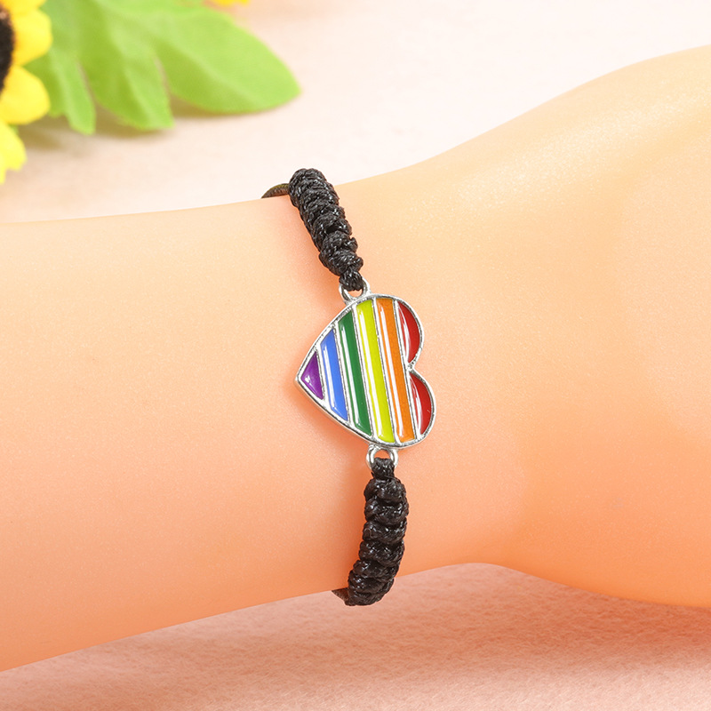 Rainbow Armband Herr- och kvinnors par handvävda armband hjärtformade vänskapsarmband justerbar