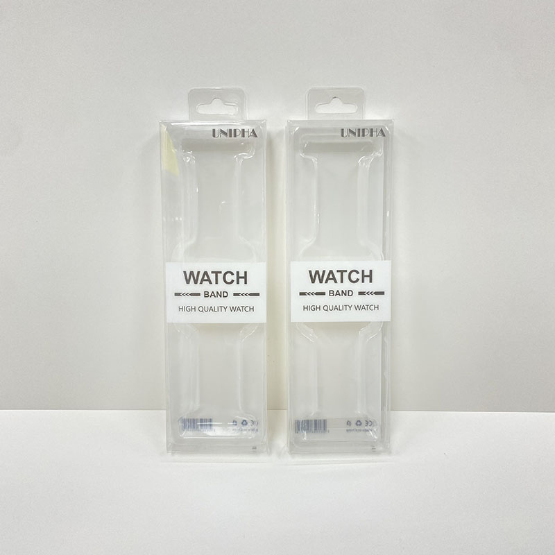 Biała przezroczysta plastikowa pudełko na blister z blister z wewnętrzną tacą do Apple Watch Band silikonowy pasek detaliczny 