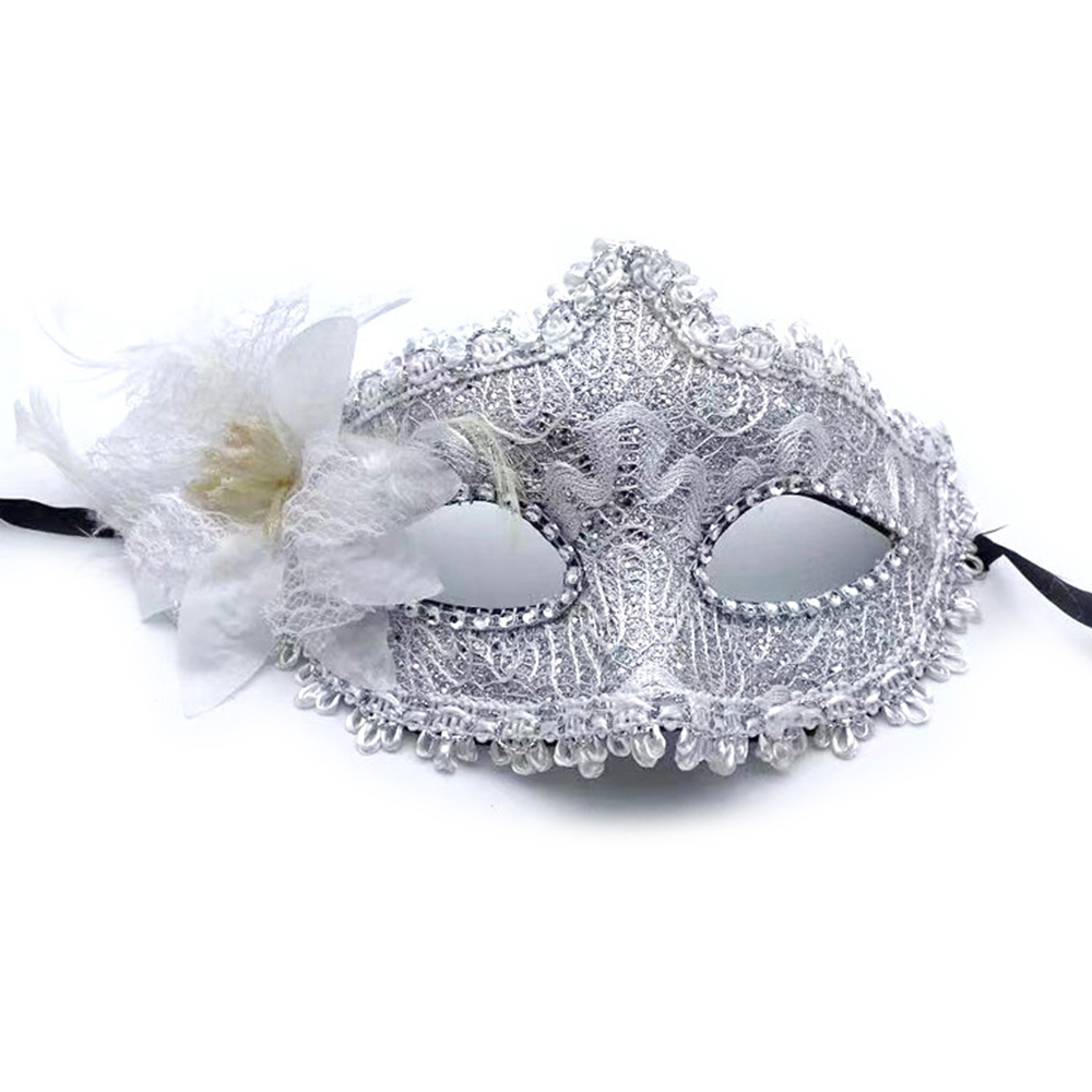 Halloween multicolore strass dentelle masque maquillage balle princesse demi visage dentelle et fleur enfants adulte masque pour les yeux femme fête Performance accessoires MJ-0008