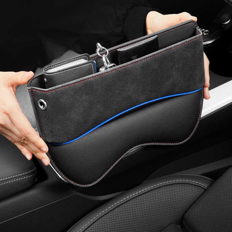 Wholesale Multi-Function Suede Car Seat Side Storage Pocket Gap Filler Organizer Box Pu Leather Interior Modification Accessories Parts