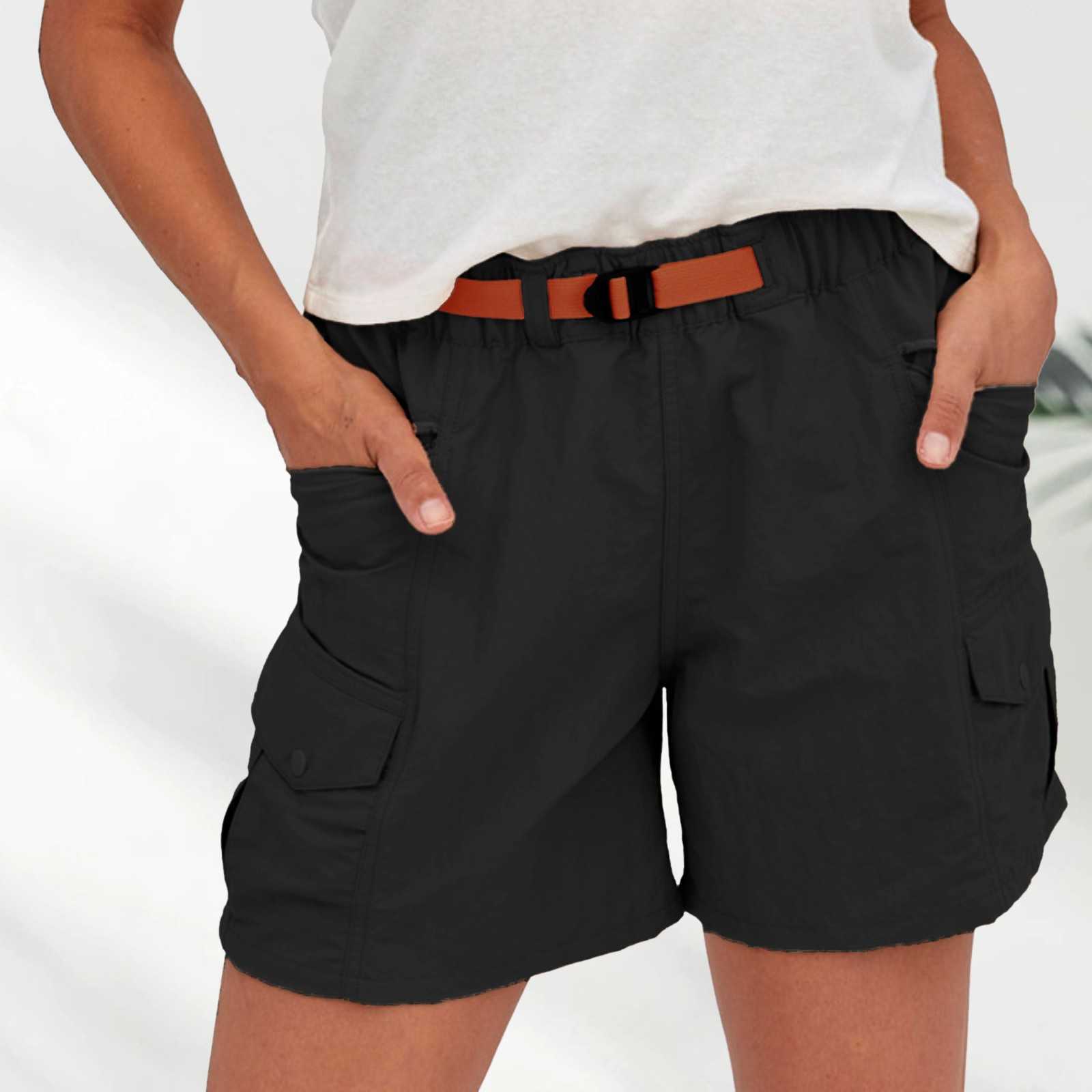 Shorts pour femmes Couleur unie cargo lâche et respirant short court ceinture à séchage rapide shorts pour femmes sport course pantalones cortos P230606