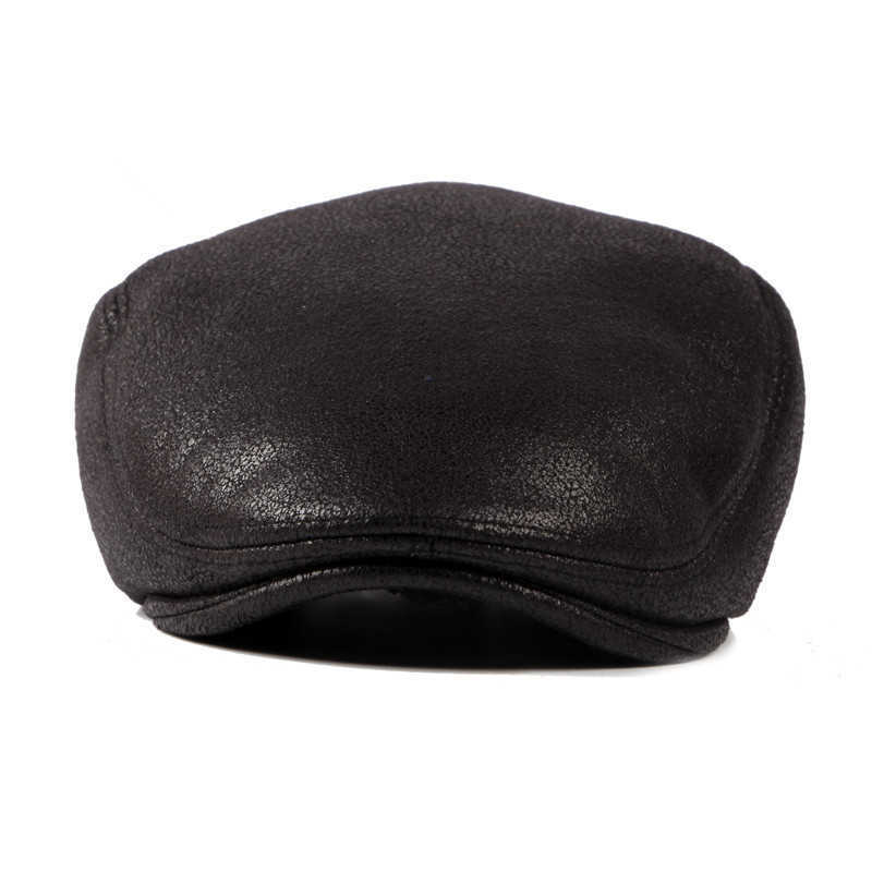 Berets Winter Pu Solid Newsboy مسطح قبعة الذكور رسام الإناث بيريت 117 G220612