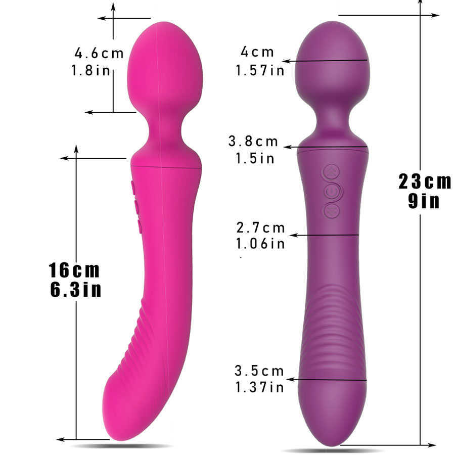 Avsho Powerful Dual Vibrator Wand Magic g Spot Massage Anal Plug for Adult Vaginal Clit Stimulate Soft Female Masturbator