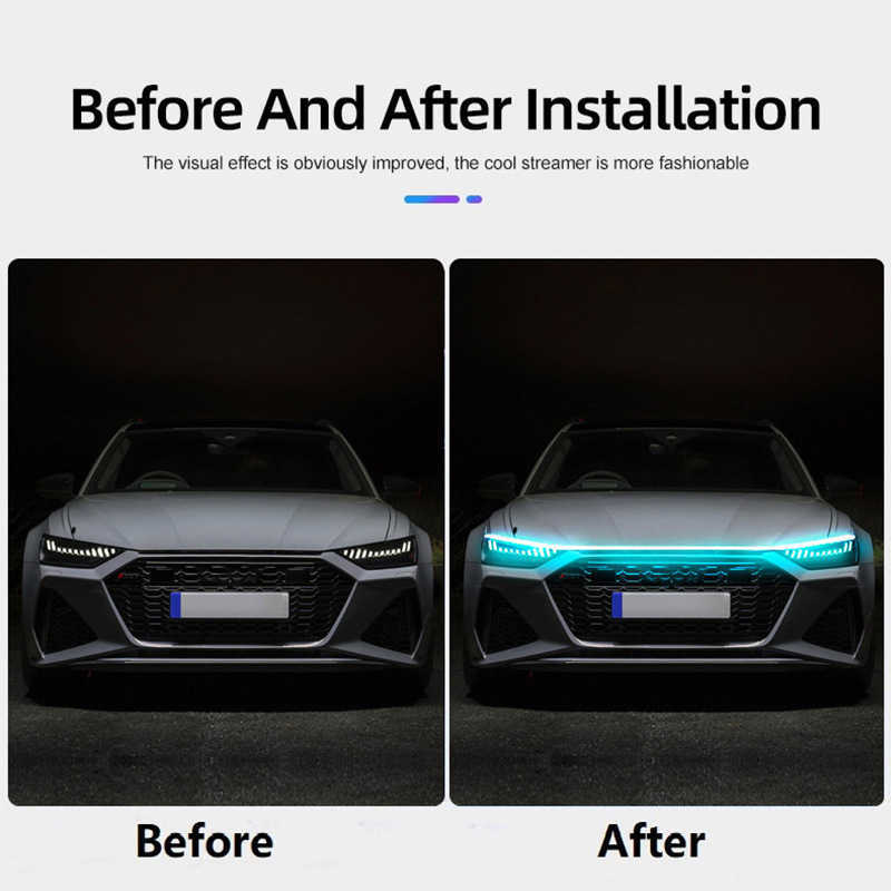 Wholesale DIY 12V Car Hood Light Strip Daytime Running Strip Scan Lighting IP68 Flexible Decorative Ambient Neon Lamp Atmosphere Backlight