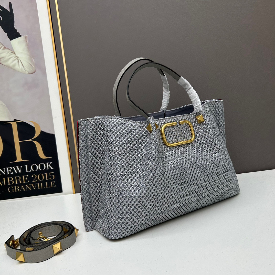 10A Top Class 1:1 Tote Fashion Lafite Woven Handbag Metal Sequin Letter Women's Shopping Bag Classic Woven Bag Luxury Designer Bag