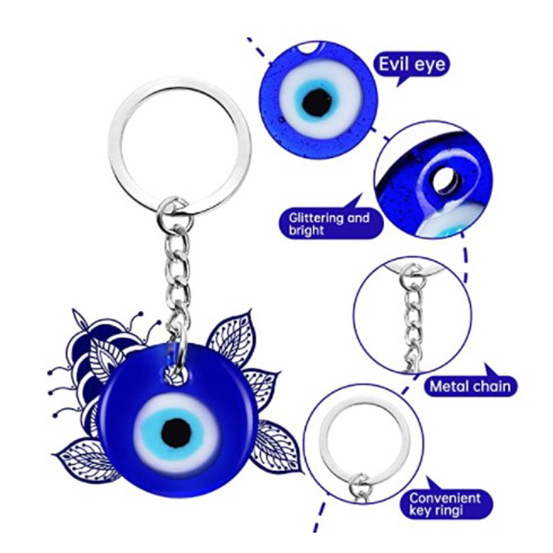 Klassieke Turkse Boze Oog Sleutelhanger Sleutelhanger Vrouwen Mannen Glas Lucky Blue Eye Bag Car Box Telefoon Charme Sleutelhanger