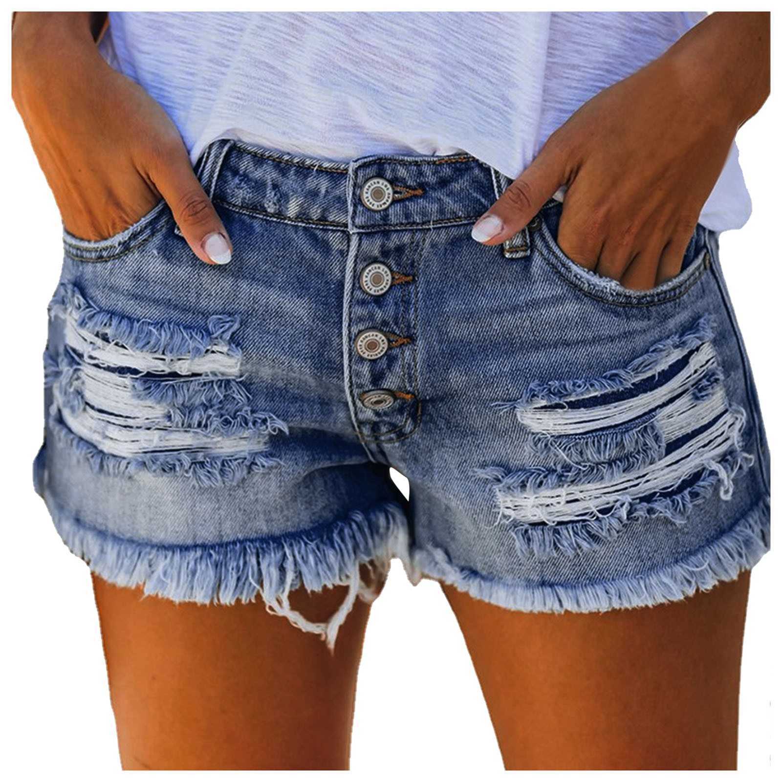 Shorts pour femmes trou denim gland hot pants été taille basse shorts pour femmes vêtements de rue respirants costume Dailywear Pantalones Cortos P230606