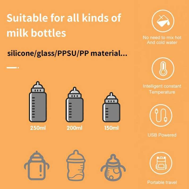 Baby Bottles# Y55B USB warm portable Vacuum flask Infant formula milk travel heating set baby care bottle G220612