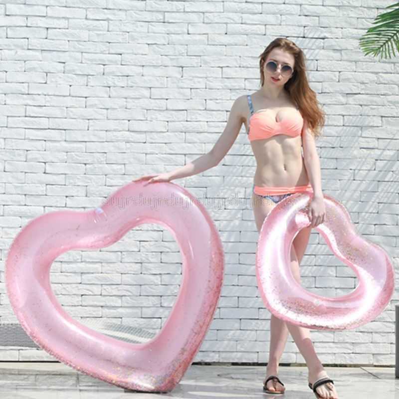 Floats Tubes Love Heart Inflatable Rose Gold Flash Ring Tool Lifebuoy Adult Swimming Pool AU28 19 Pendant P230612