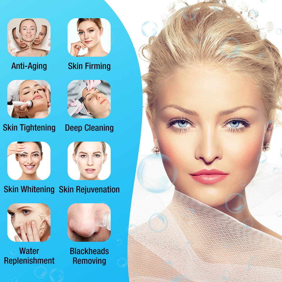 DermoBrasion Hydro Facial Facial Machine H2O2 Aqua descascando elevador de peles bolha oxigênio hidra facial máquina