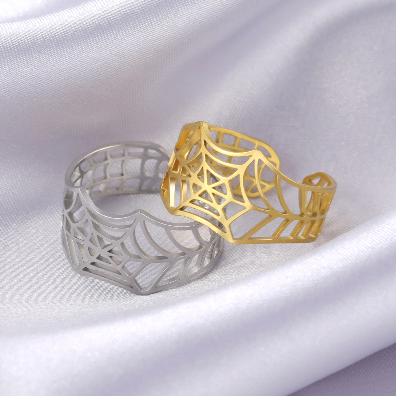 Регулируемая кольцо -кольцо -паук. Открывающееся паутиновое кольцо серебряного кольца серебряного цвета Стильный подарок ювелирных изделий с коробкой оптом и поддержание капель