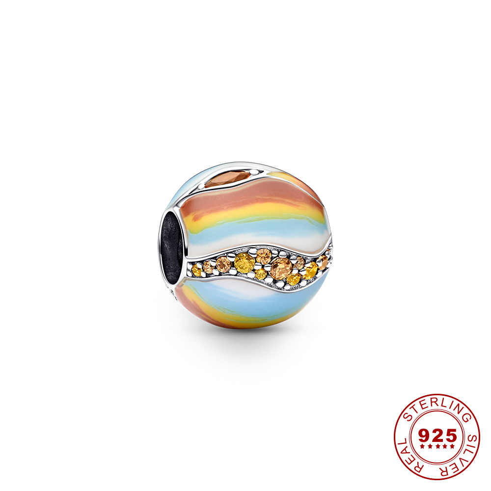 Pingente de prata esterlina 925 com pingente de corpo celestial estrela marciana brilhante azul é adequado para pulseira de momento feminino primitivo faça você mesmo acessórios de presente de verão