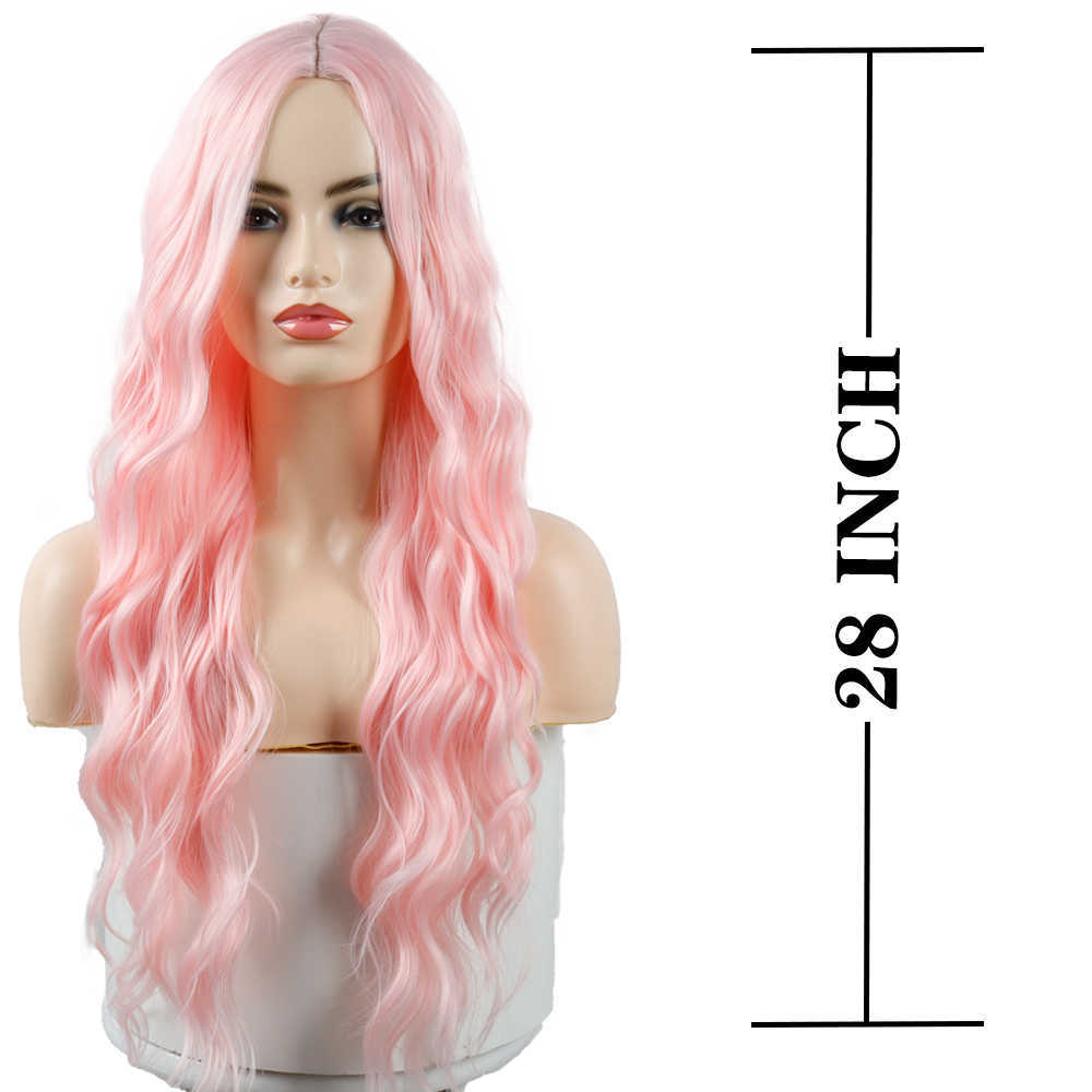 Lace Wigs AZQUEEN Synthetic Wig for Women Long Pink Wigs Water Wave Heat Resistant Middle Part Natural Hair Wig Cosplay Wigs Z0613