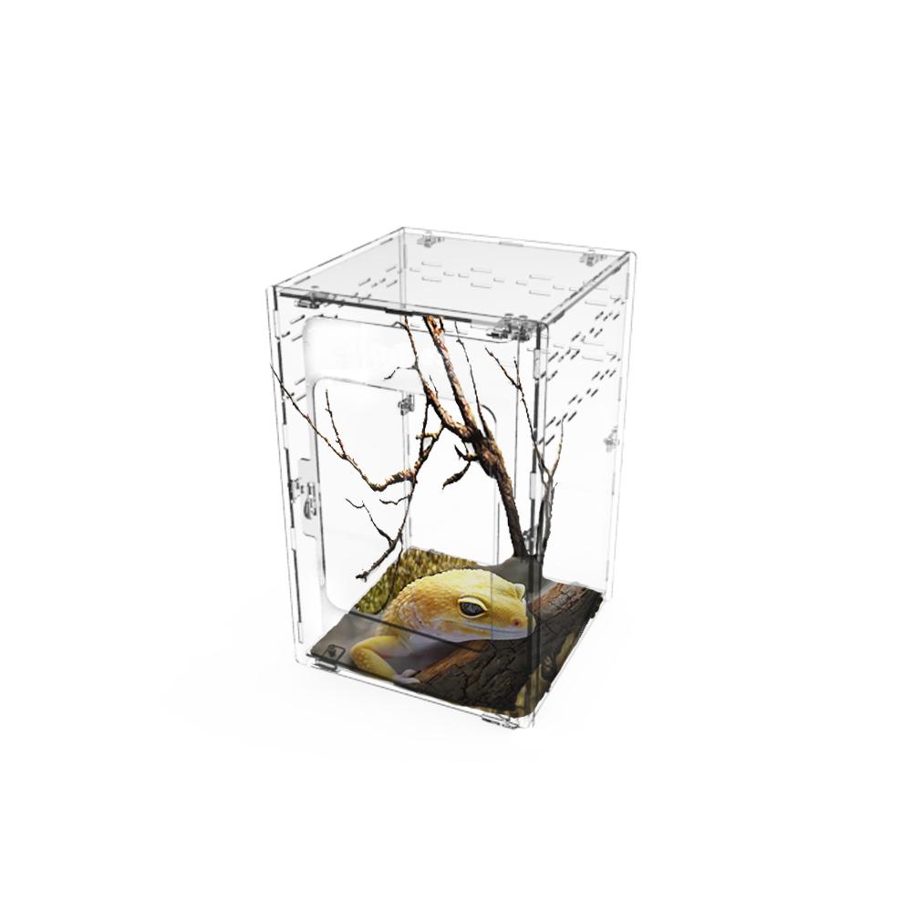 Terrariums Acrylique Reptile Cage Boîte d'élevage Araignée Lézard Scorpion Centipède Grenouille Corne Gecko Coléoptère Cage à Insectes 15,5 * 16,5 * 25 cm