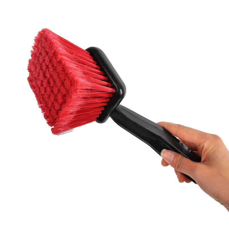 Wholesale Car Wheel Brush Tire Cleaner Long Handle Red Brush With Hook Soft Bristle Wash Brush Motorcycle Cleaning Beauty Washing Tools