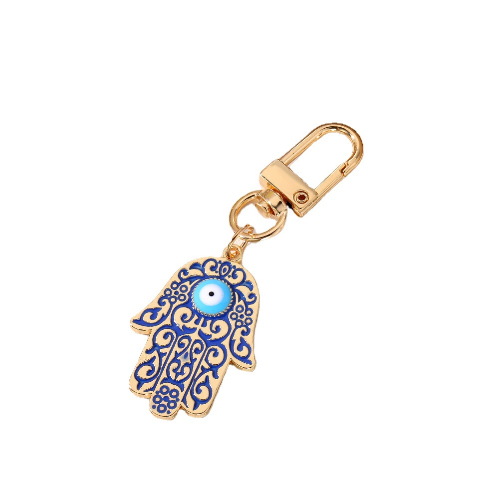 Or argent Hamsa main mauvais œil porte-clés porte-clés pour femmes hommes Fatima main bleu oeil sac clé de voiture accessoires pendentif