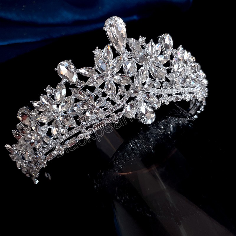 Copricapo da sposa Abito da sposa di lusso Corona Tiara Donna Ragazza Festa Elegante Corona di cristallo Accessori capelli Gioielli