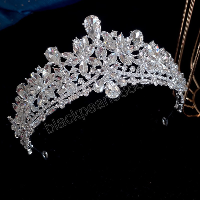 Copricapo da sposa Abito da sposa di lusso Corona Tiara Donna Ragazza Festa Elegante Corona di cristallo Accessori capelli Gioielli