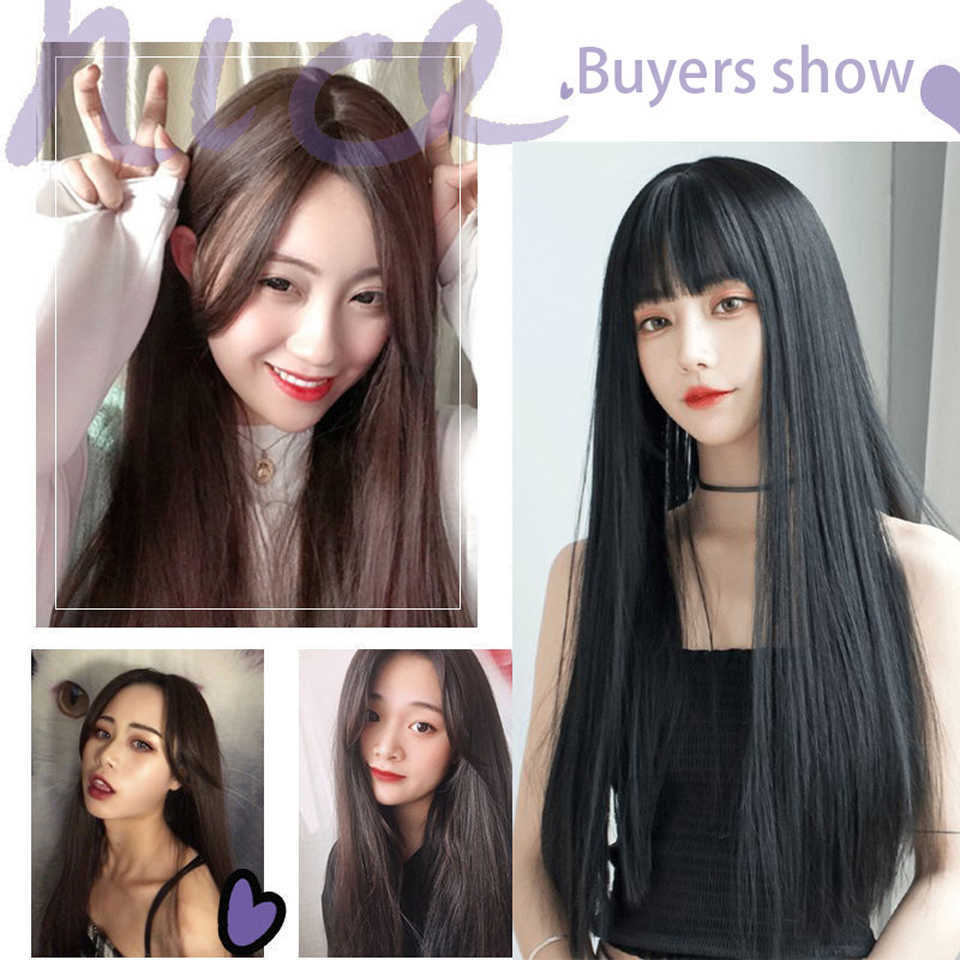 Lace Wigs SEEANO Synthetic Coaplay Wig Long Straight Black Hair With Bangs Ombre Pink Red Purple Blonde Women Halloween Cosplay Wig Female Z0613