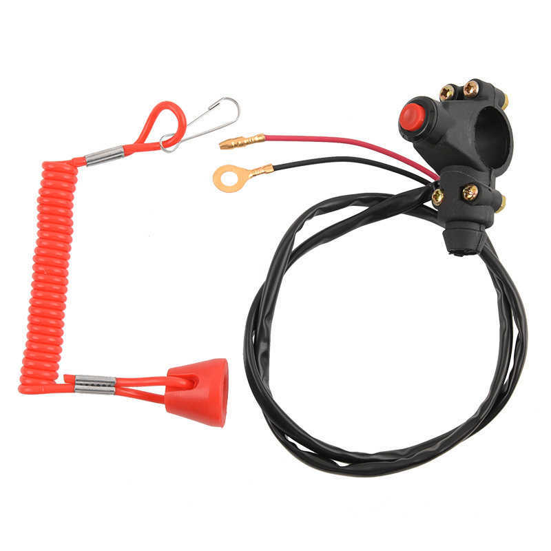 Novo botão de pressão do interruptor do motor de parada de emergência do cordão de segurança para motocicleta off-road ATV 49CC mini carro cabo de tração de mola Flameout