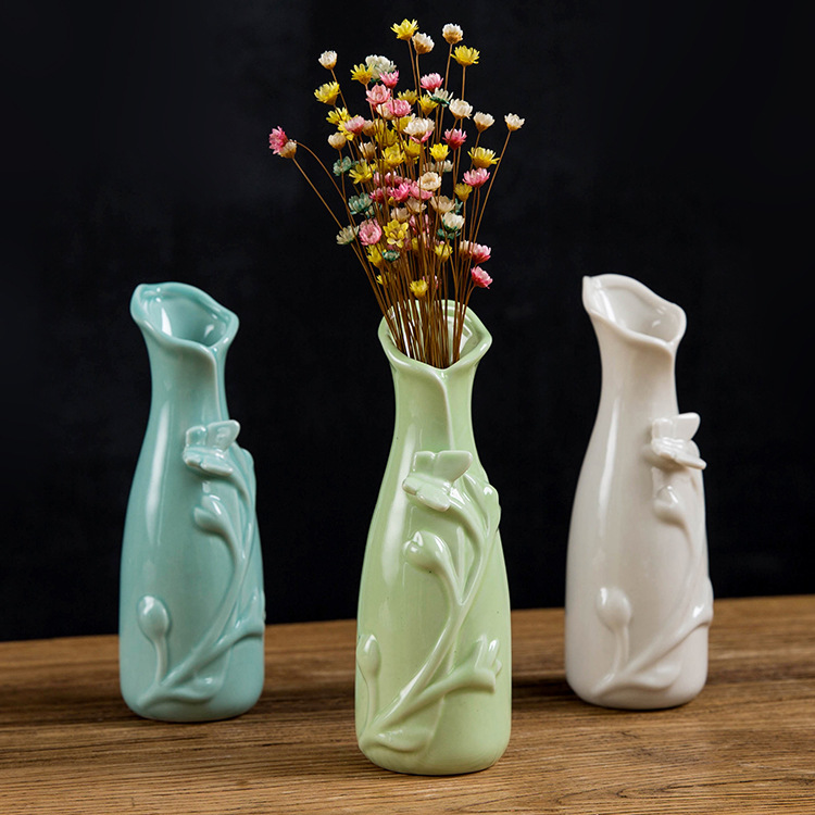 Bricolage Maison Vase À Fleurs En Céramique Blanche Arrangement De Fleurs Conteneur Pot Panier Décoration Moderne