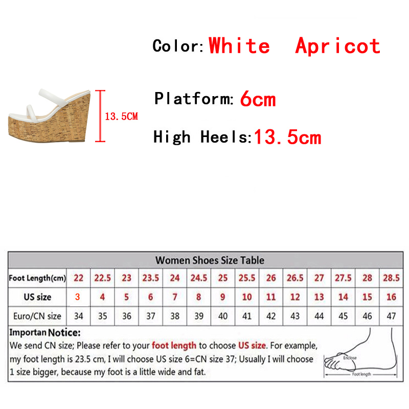 Liyke Fashion Brand Peep Toe Wedges Slippers For Women Wooden Thick Bottom Platform High Heels White Sandals Leisure Slide Shoes