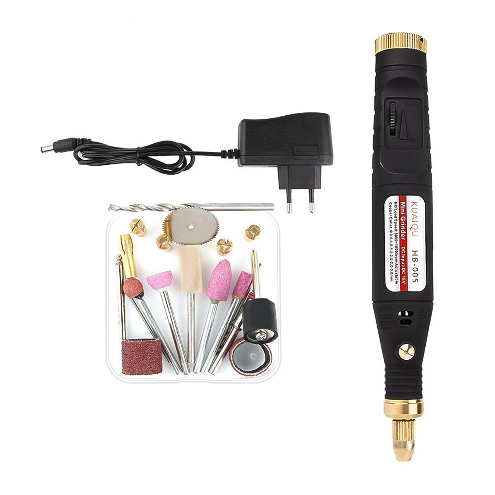 Équipement Kit d'outils rotatifs électriques Mini meuleuse portative 500018000 tr/min Vitesse réglable avec 15 pièces Accessoires pour l'artisanat de petits objets