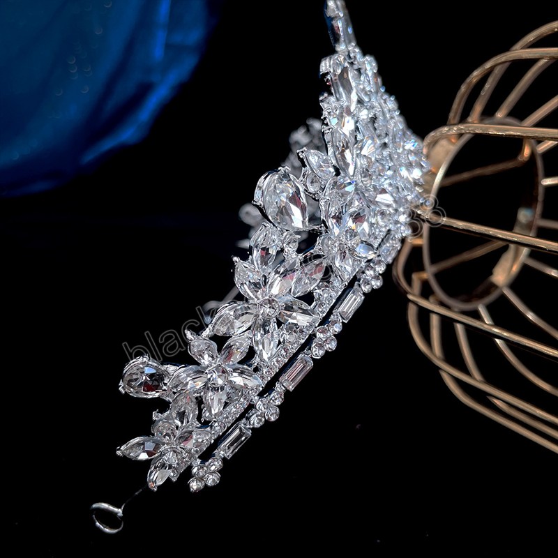 Copricapo da sposa Abito da sposa di lusso Corona Tiara Donna Ragazza Festa Elegante Corona di cristallo Accessori capelli Gioielli