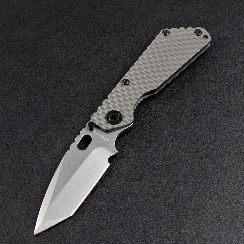 Strider High End LC Pocket Folding Knife D2 석재 세척 Tanto 포인트 블레이드 CNC 양극화 TC4 티타늄 합금 손잡이 야외 EDC 전술 나이프