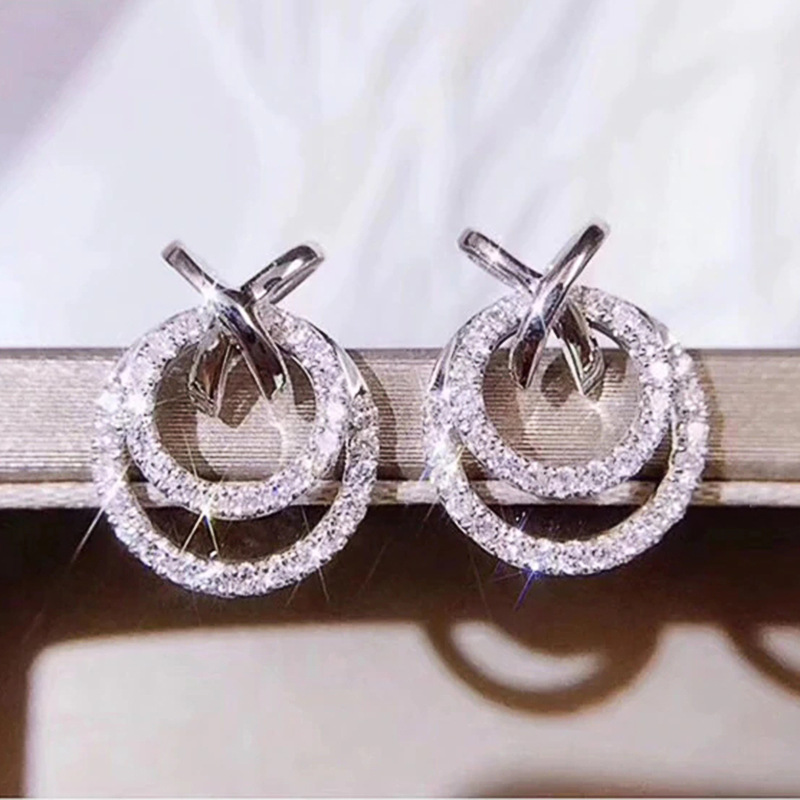 Bowknot Studs kolczyki Prawdziwe białe złoto wypełnione bijou aaaaa cZ impreza kolczyki ślubne biżuteria dla kobiet śliczna biżuteria