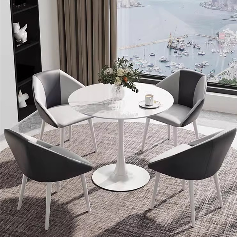 Fashioin Home Furniture Tulip Leisure Coffee Table White Black Round Dinning Desk For Home Office Room Ornament