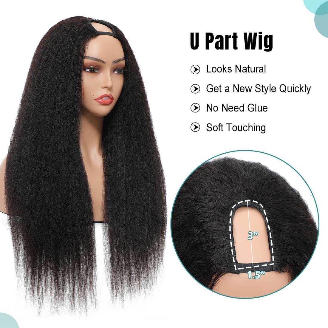 Lace Wigs Sleek U Part Wig Yaki Straight Human Hair Wigs For Women Natural Black Remy Brazilian Hair Wigs Real Short Straight Bob Wigs Z0613