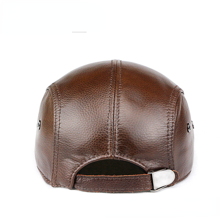 Béret en cuir de couleur unie décontracté et durable Stingy Brim Hat pour hommes et femmes
