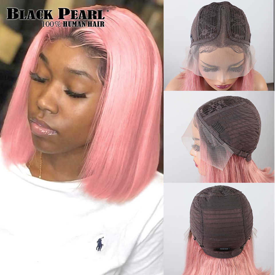 Lace Wigs Black Pearl Brazilian Bob Wig Lace Front Human Hair Wigs Short Colored Human Hair Wigs Pink Wig Dark Root 613 Blond Lace Wig Z0613
