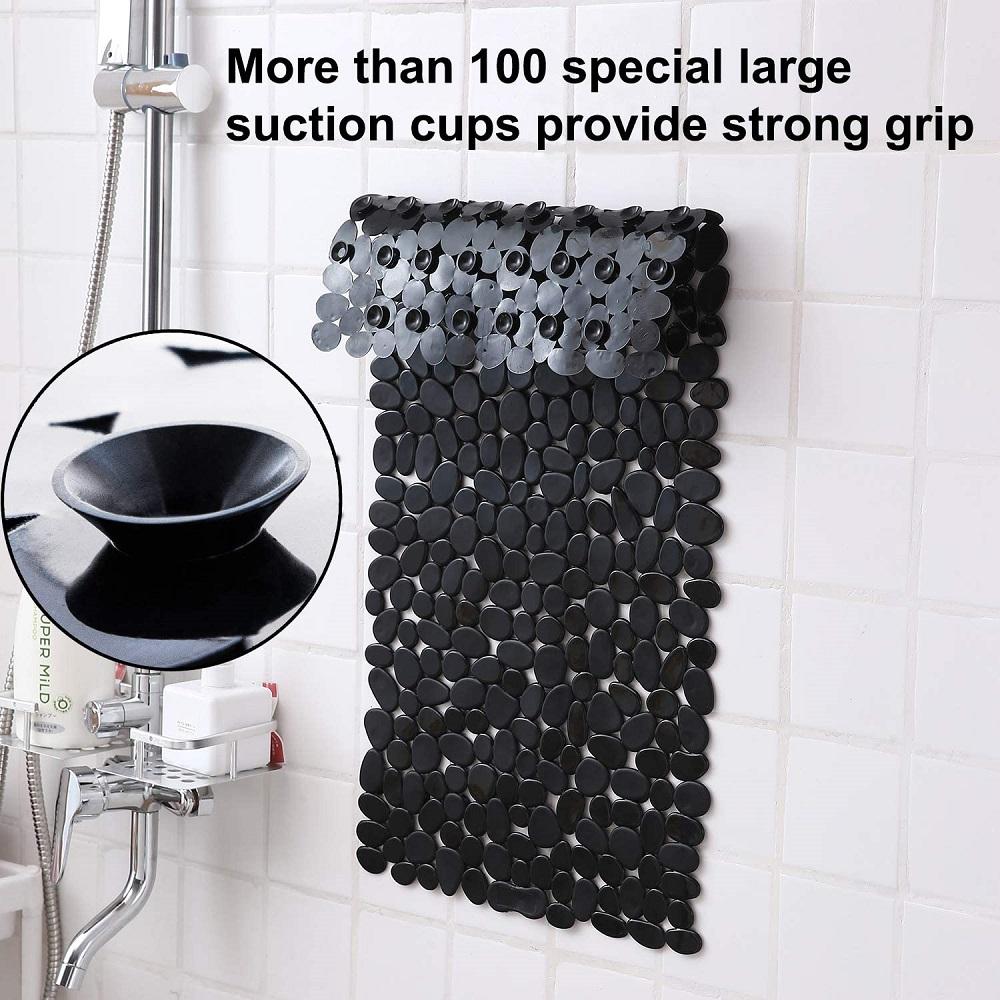 Mats NonSlip Bath Tub Shower Mats Pebble Shape Machine Washable Bathtub Mat with Drain Holes Suction Cups for Bathroom Black