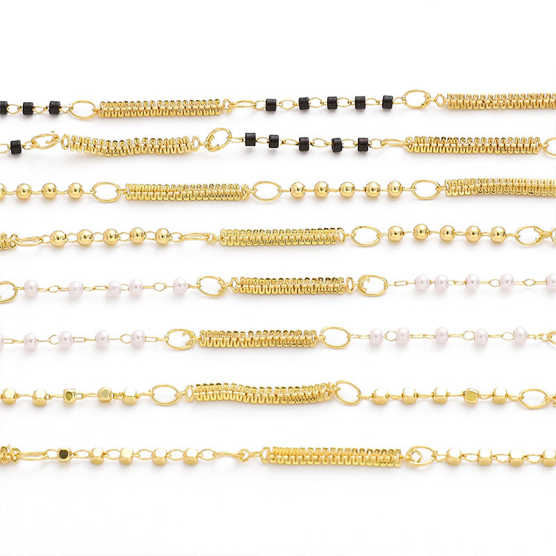 Bead Chains for Diy Necklace Bracelet Jewelry Making Supplies Kits Caterpillar 14k Gold Plated for Adults Materials Accessories Findings & Components