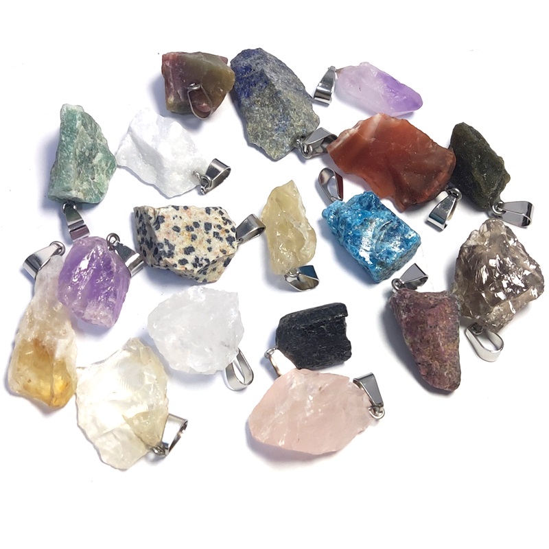 Irregular Natural Raw Stone Pendant Green Fluorite Amethyst Mineral Crystal Necklace Energy Quartz Healing Charms Meditation Yoga Party Gift Wholesale Fengshui