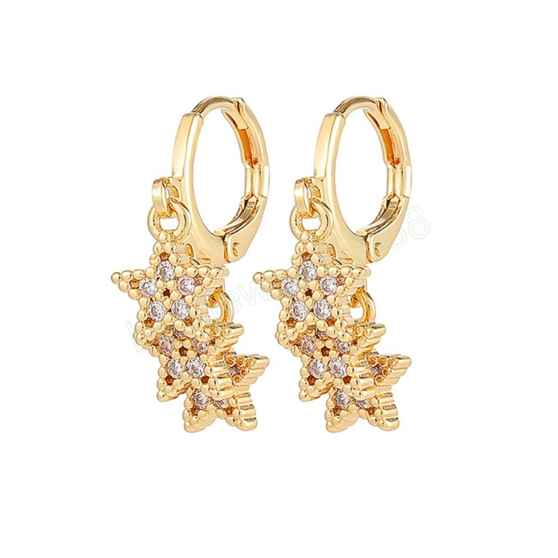 Colorful Star Dangle Earrings High Quality 18K Gold Plated Small Hoop Earring Fashion Jewelry For Women Fine Party Gifts