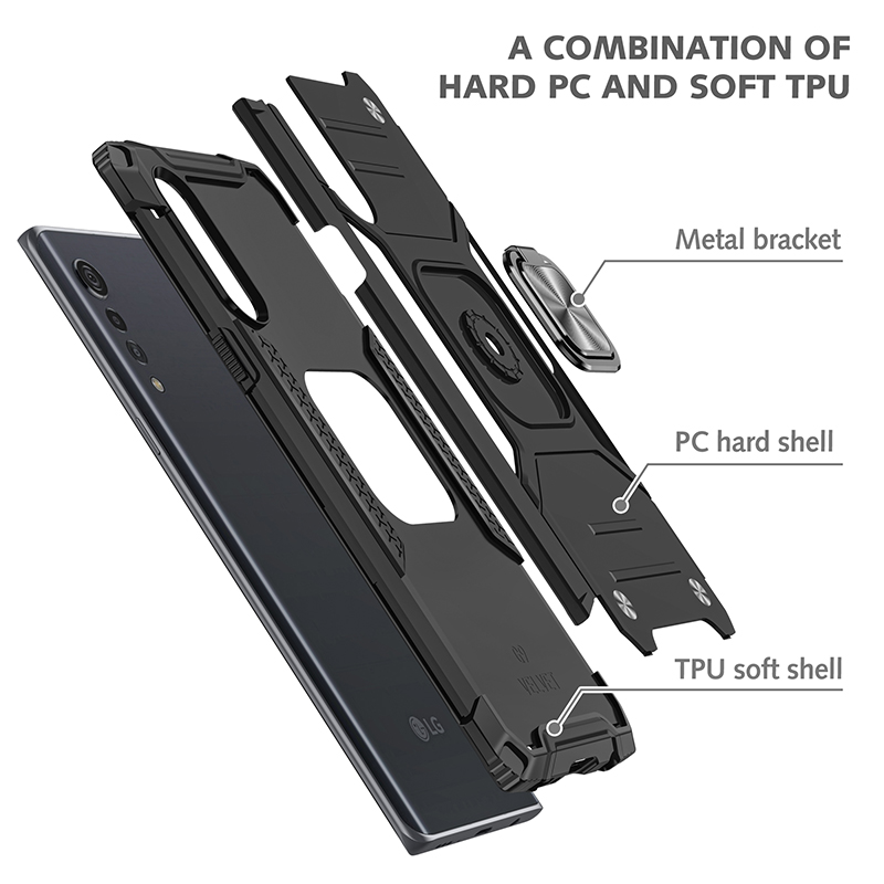 Kickstand Telefonfodral för LG ARISTO 2 3 4 5 Plus Stylo 6 7 Velvet K22 K31 K40 Tung rustning Hybrid PC TPU -stötsäker magnetbilmonteringsmodellfodral