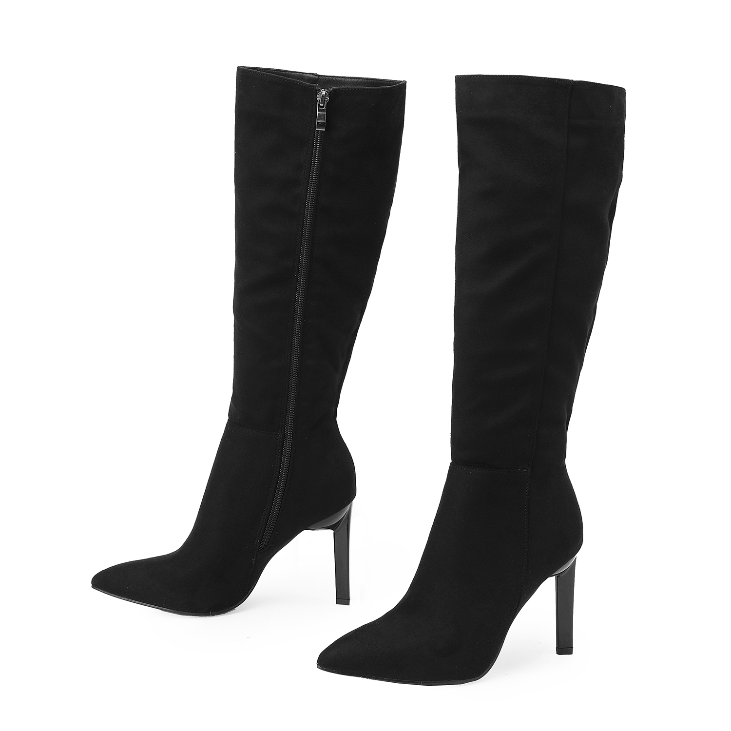 2023 automne/hiver Sexy et confortable Vintage pointu élastique daim fermeture éclair talon haut haut Tube bottes femmes longues bottes