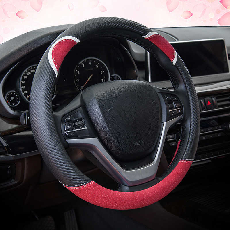 Nova capa de volante fofinha com orelha de gato para quatro estações universal 38 cm feminina estilo carro capas de volante acessórios
