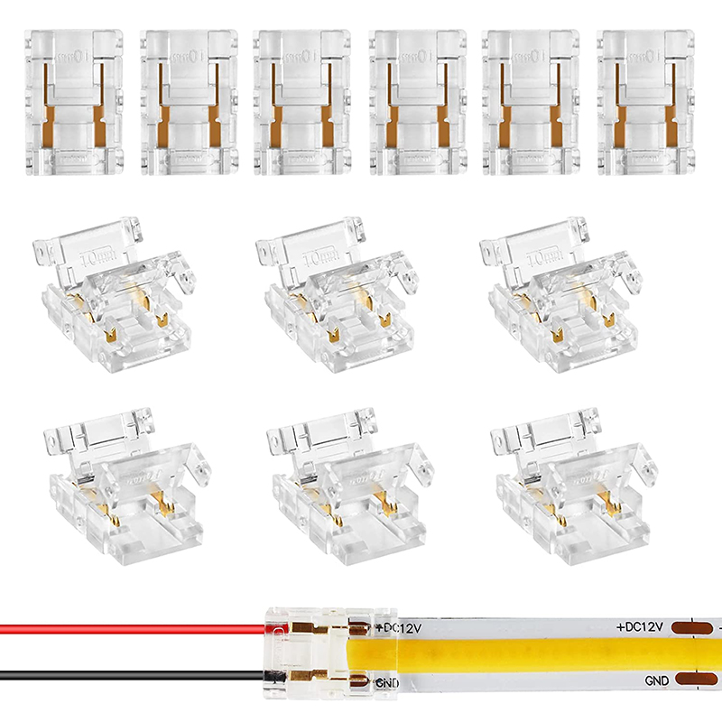 2pin 5mm 8mm 10mm COB LED şeritten LED konnektörler şeritten kablo bağlantısına 5mm 8mm 10mm COB LED şerit ışıkları için lehimsiz uzantı