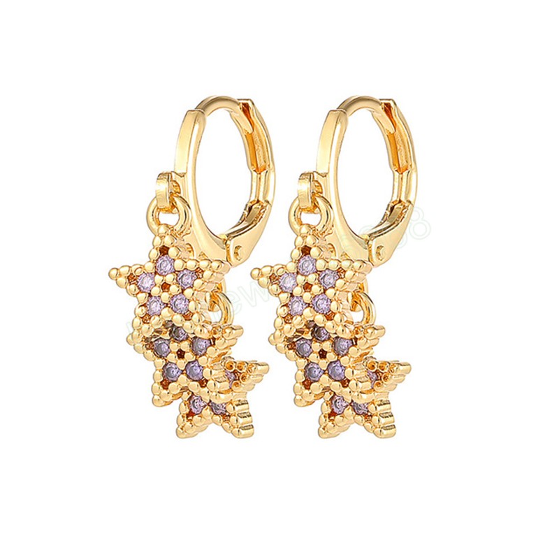 Colorful Star Dangle Earrings High Quality 18K Gold Plated Small Hoop Earring Fashion Jewelry For Women Fine Party Gifts