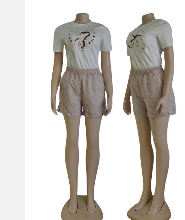 Mode kvinnors designer sportkläder tvådelar sommarbokstav tryckt kortärmad t-shirt och shorts set casual t-shirt shorts sport set j2830