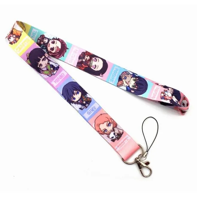 혼합 애니메이션 악마 슬레이어 Kimetsu No Yaiba Neck Strap Lanyard 휴대 전화 키 체인 ID 배지 키 체인 Kamado