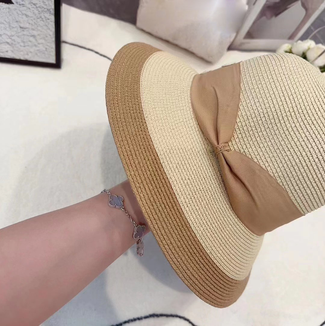 Women's Wedding Date Designer Bucket hat Summer Vacation Travel Sunscreen Breathable Letter Embroidered Straw Hat